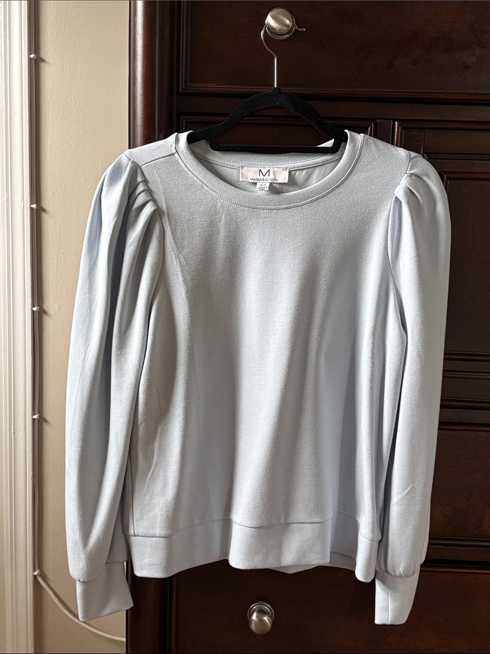 Magaschoni Light Blue Puff Sleeve Sweatshirt